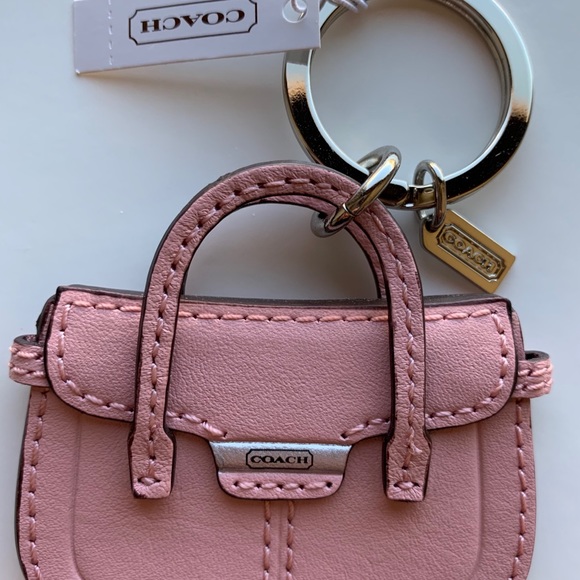 Coach Pink Leather Handbag Key Fob Keychain NWT - Picture 4 of 5